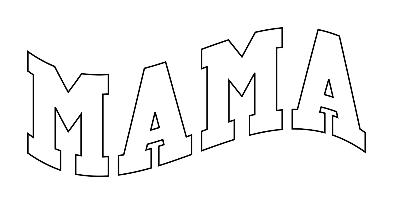 Mama Curved Outline Typography letters black white curve font