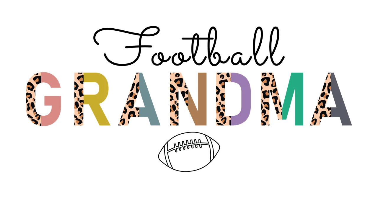 Football Grandma Text With Ball display minimalist black white