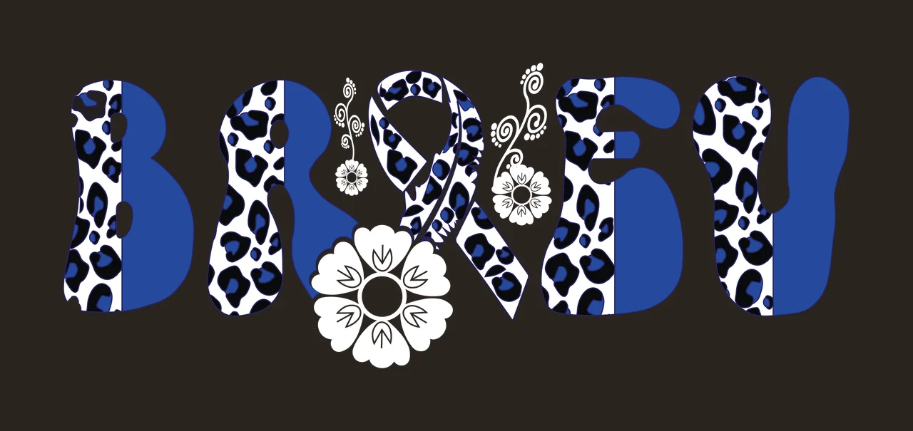 Brave Typography With Ribbon And Flowers word decorative black contrast preview thumbnail