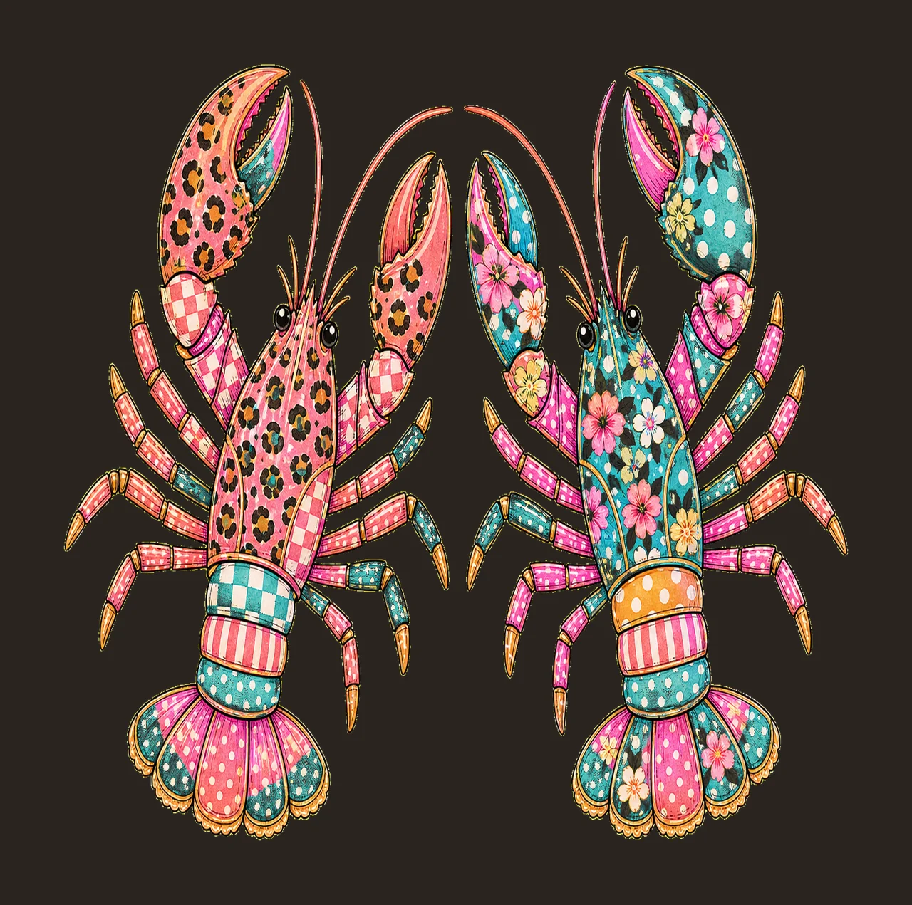Preppy Lobster Beach Summer Vacation Shirt Variation A contrast preview thumbnail