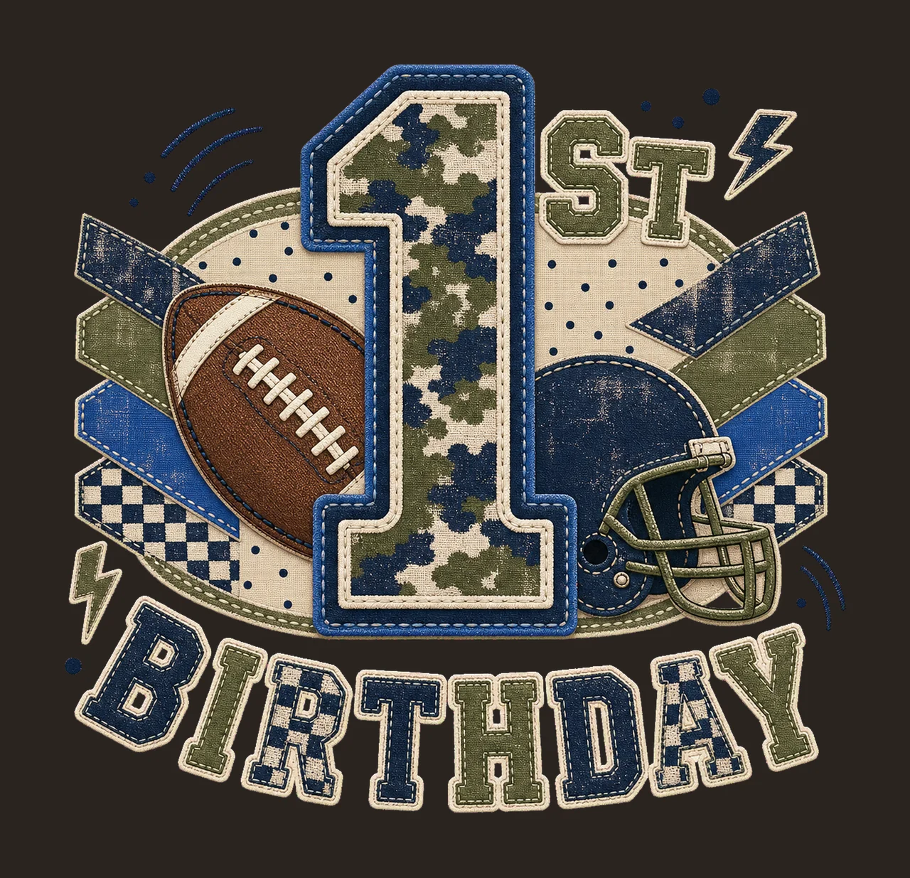 Star Camo Football Birthday sublimation instant Variation C contrast preview thumbnail