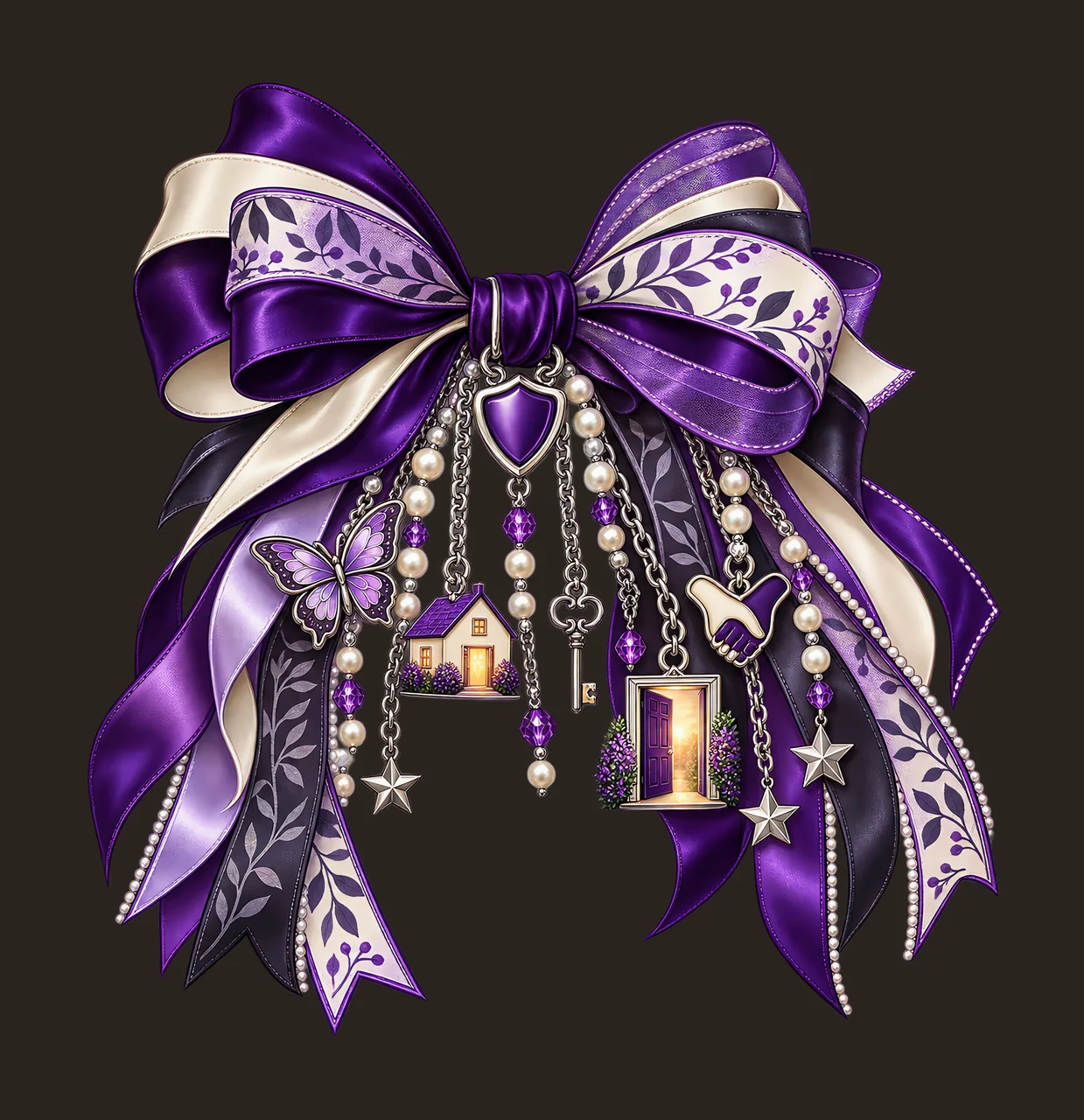 Domestic Violence Awareness PNG, Purple Ribbon and Safe House Coquette Bow, No Text Sublimation Clipart, Transparent Digital Download contrast preview thumbnail