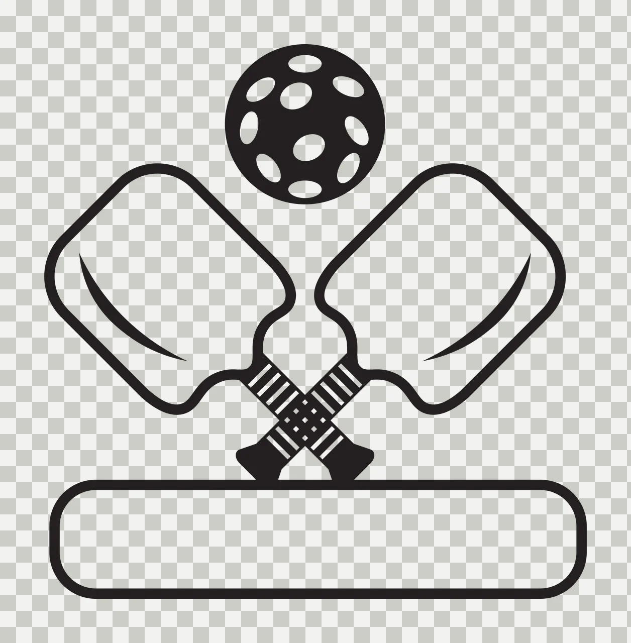 Crossed Paddles And Ball Above Rectangle sport equipment stacked transparency and detail preview thumbnail