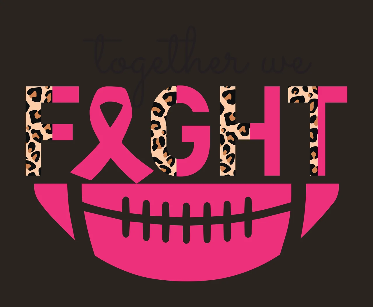 Football Together We Fight Ribbon Graphic support symbol black contrast preview thumbnail