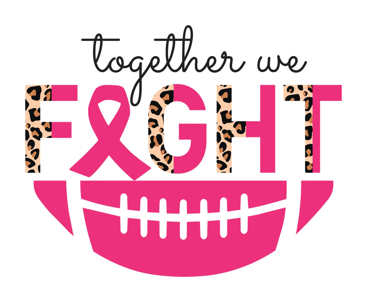 Football Together We Fight Ribbon Graphic support symbol black