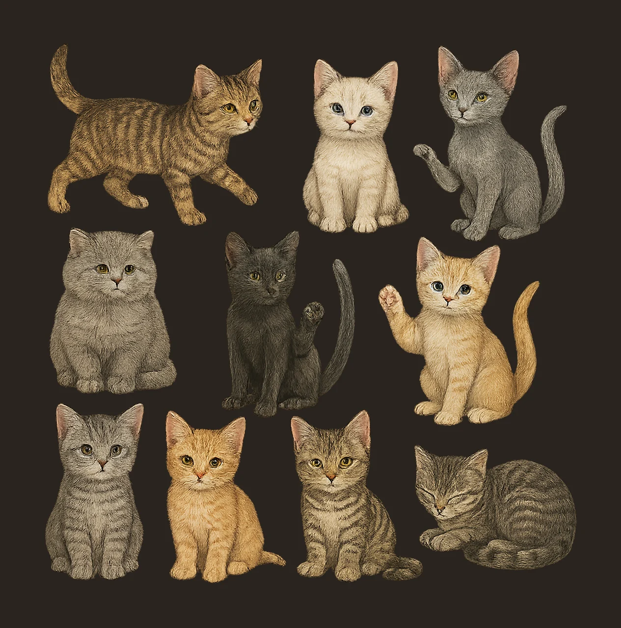 Cats 90s Vintage Tattoo Style Retro Y2K Cat Design Cute Cat contrast preview thumbnail