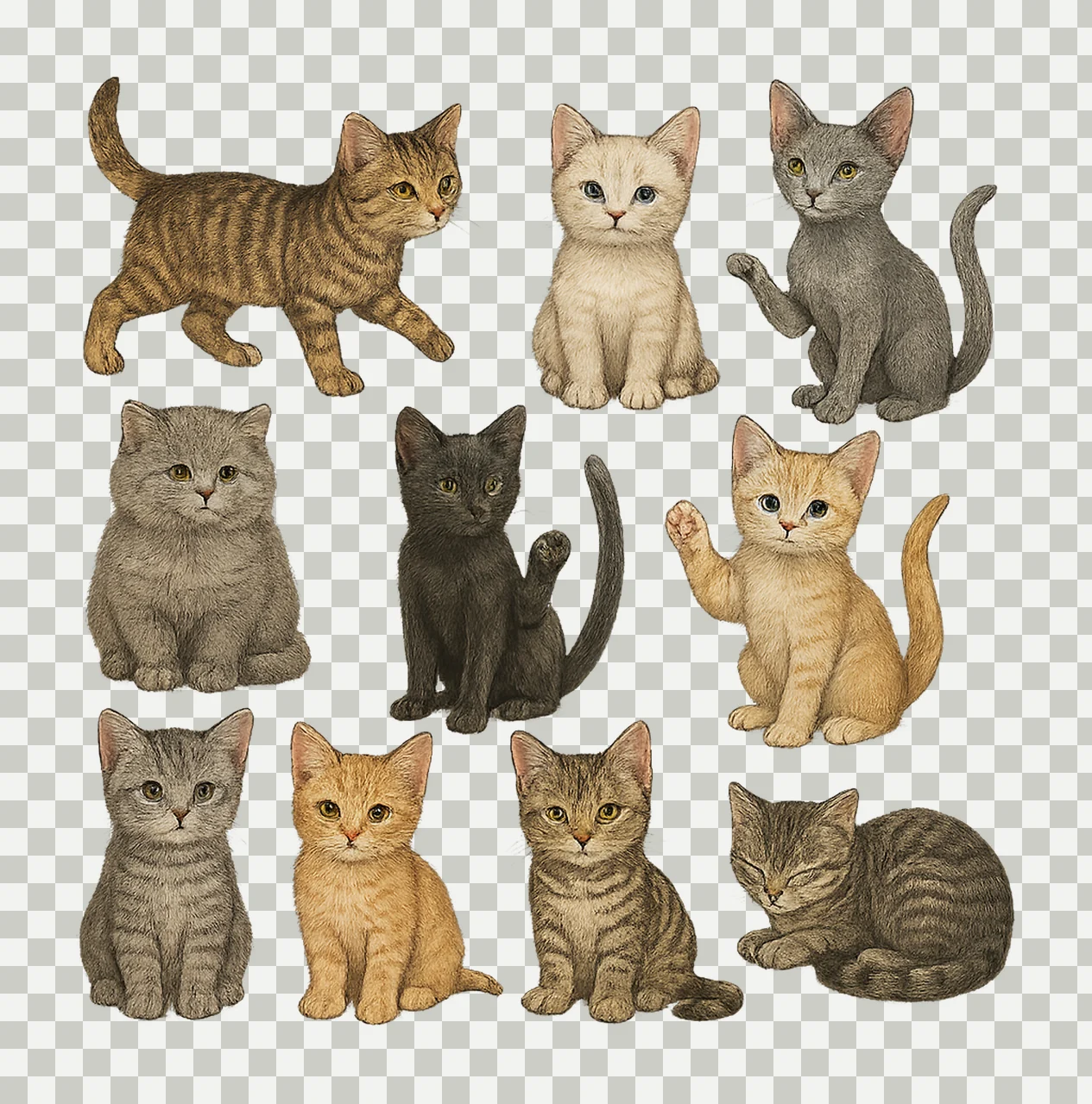 Cats 90s Vintage Tattoo Style Retro Y2K Cat Design Cute Cat transparency and detail preview thumbnail
