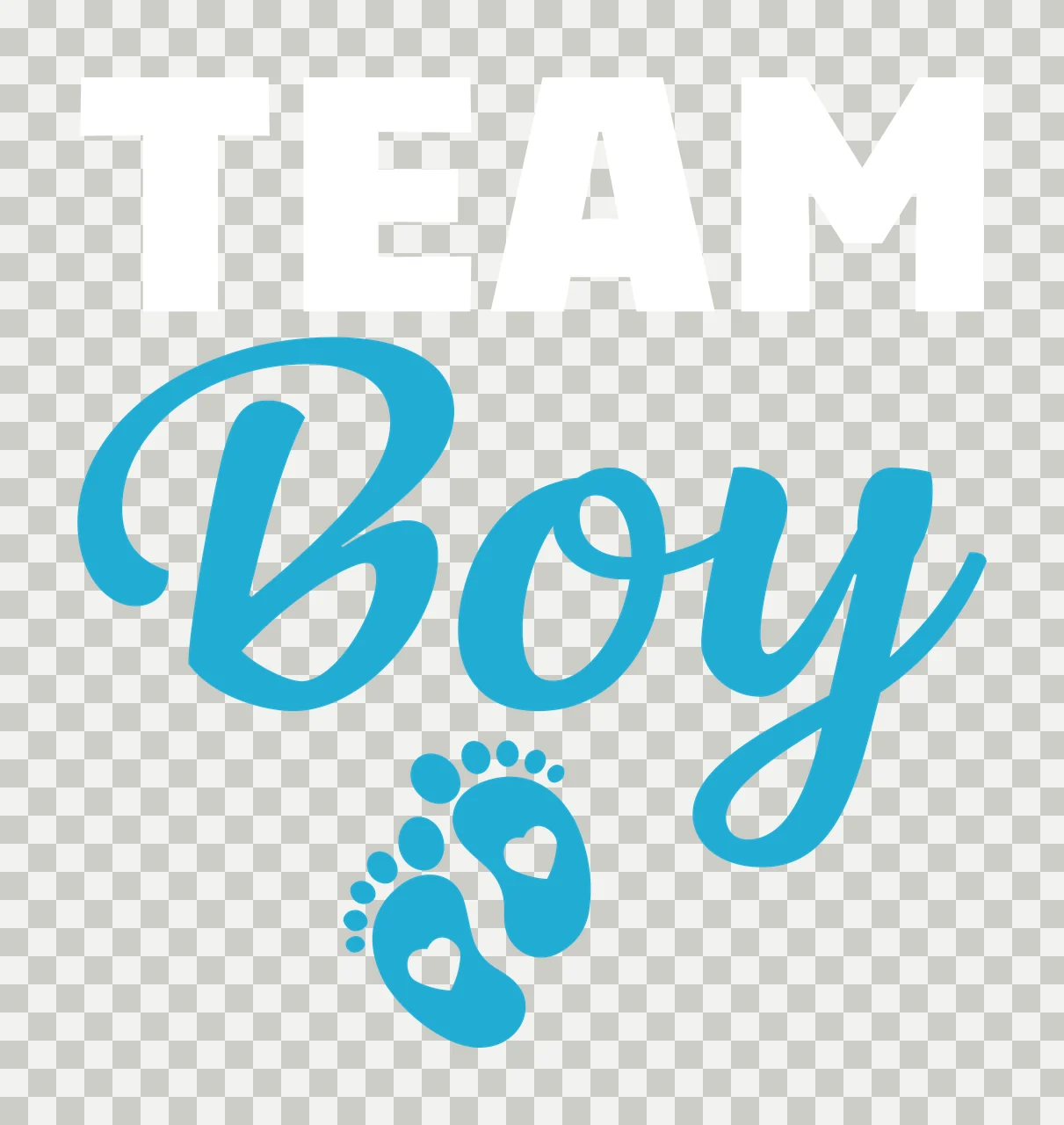 Boy Typography Design with cursive typography, baby footprints and heart cutouts in light blue and white transparency and detail preview thumbnail