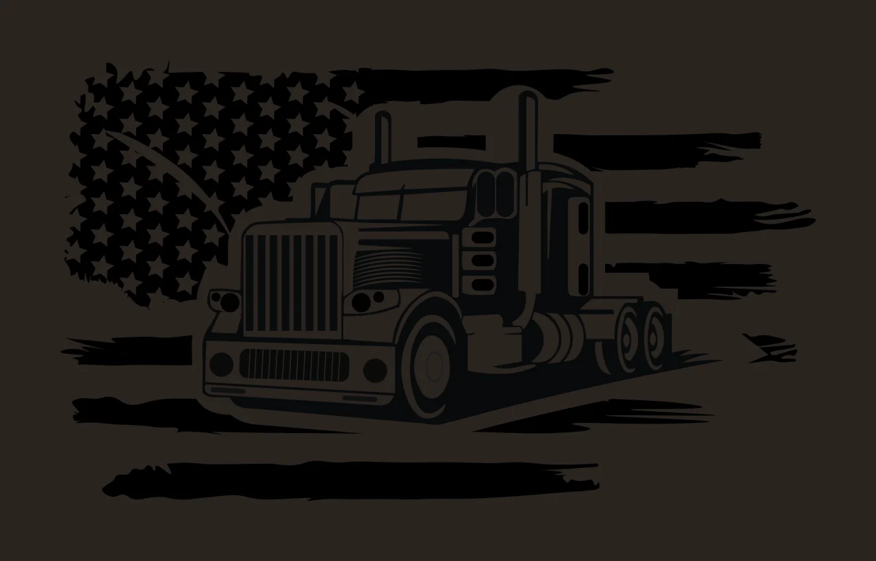 Semi Truck Flag With Motif Graphic stars stripes silhouette contrast preview thumbnail