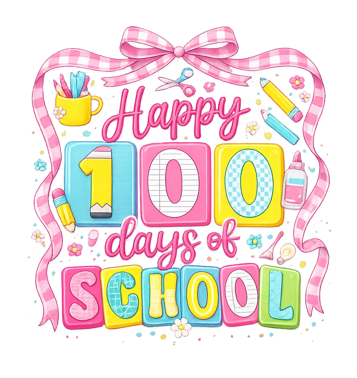 Happy 100 Days of School Bow Coquette Style Teacher