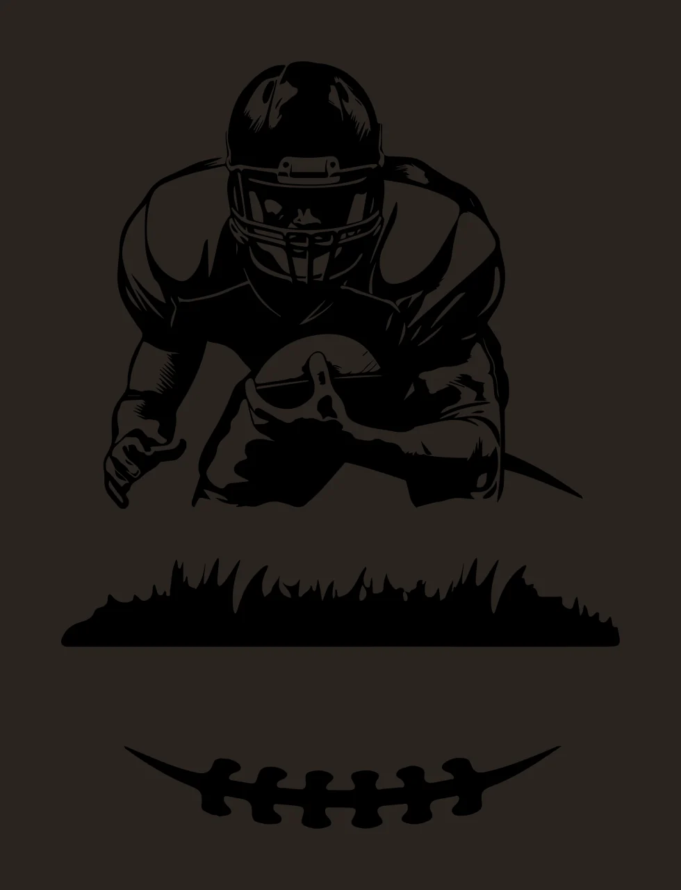 Football Player Running With Ball Silhouette grass black sports contrast preview thumbnail