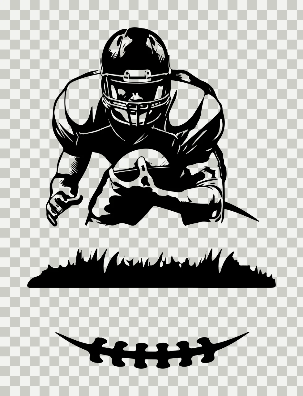 Football Player Running With Ball Silhouette grass black sports transparency and detail preview thumbnail