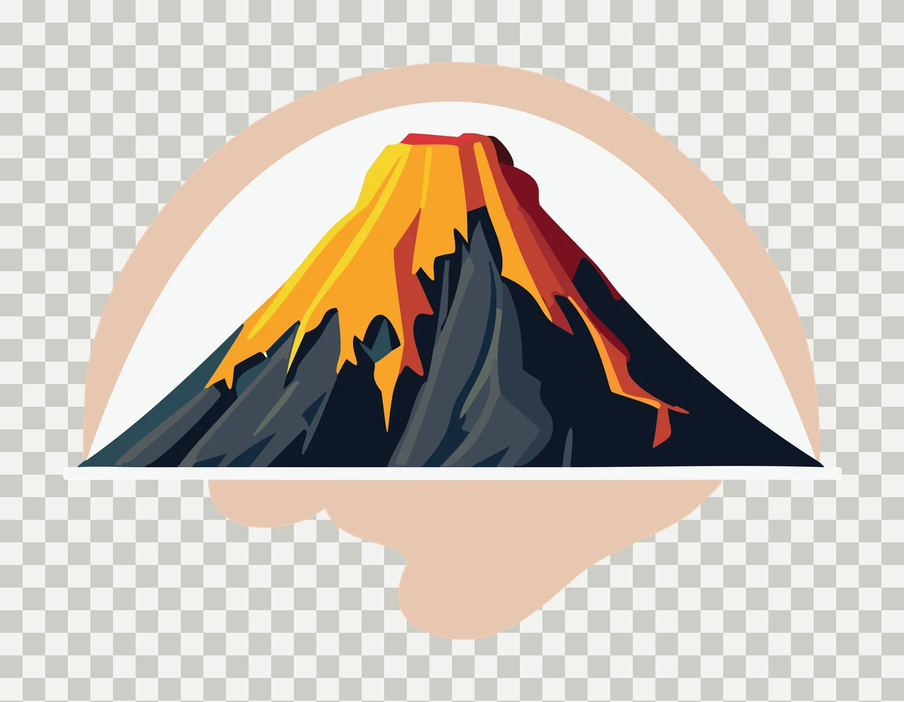 Volcano Silhouette With Semicircle Background erupting smoke transparency and detail preview thumbnail