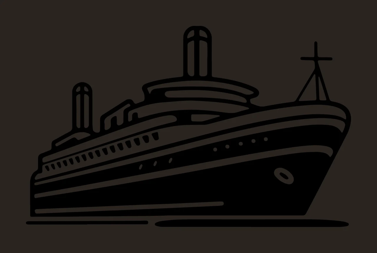 Cruise Ship Black And White Graphic chimneys mast sea maritime contrast preview thumbnail