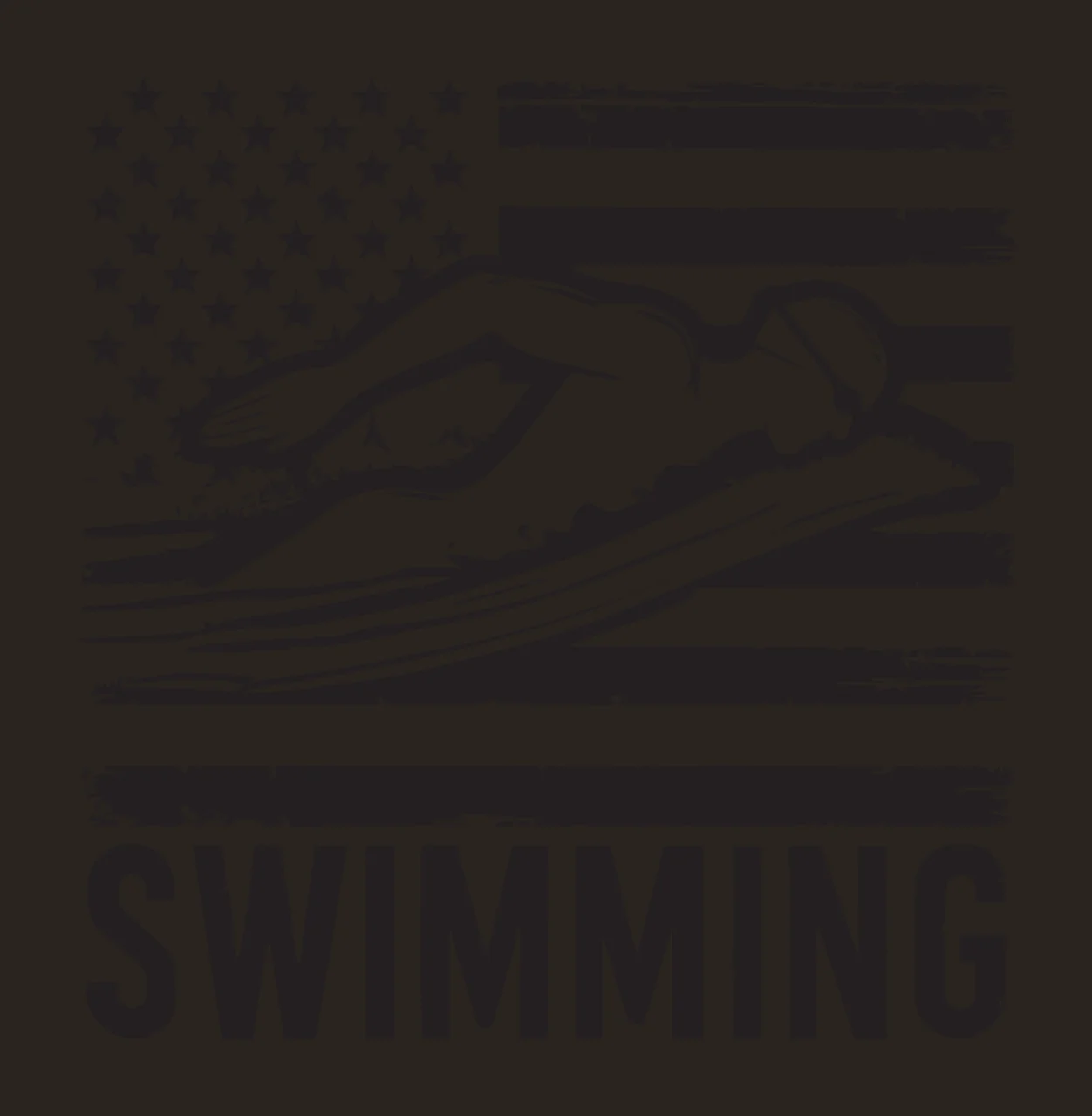 Swimming Silhouette Over American Flag Pattern swimmer water contrast preview thumbnail
