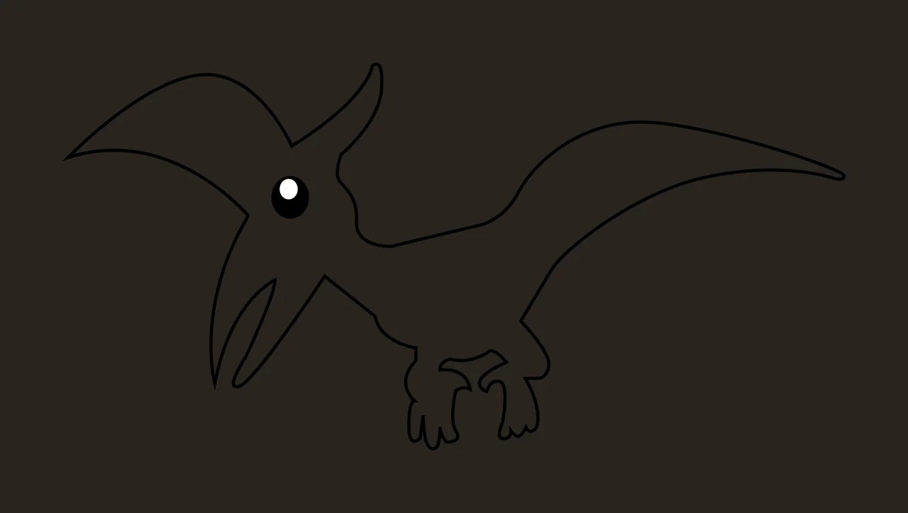 Dinosaur Simple Line Art Pterodactyl Side flying wings beak contrast preview thumbnail