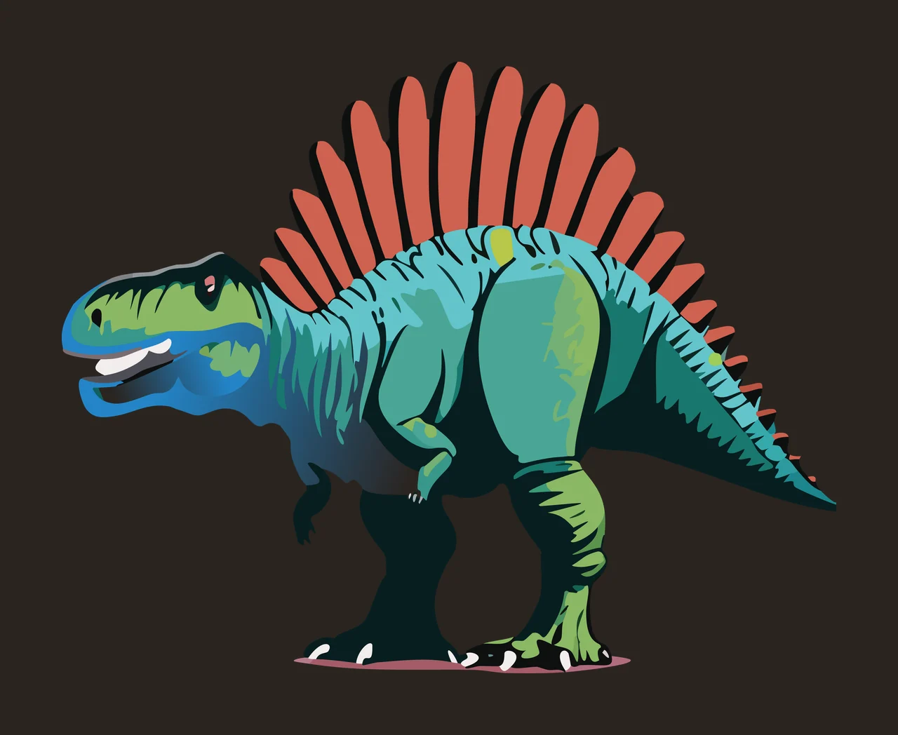 Dinosaur Silhouette With Sharp Back Spikes standing tail head contrast preview thumbnail