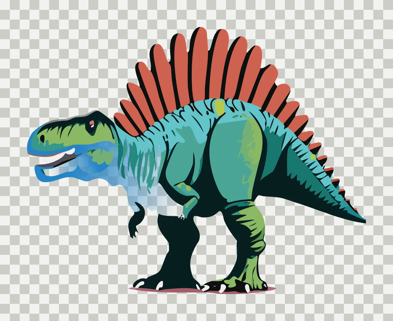 Dinosaur Silhouette With Sharp Back Spikes standing tail head transparency and detail preview thumbnail