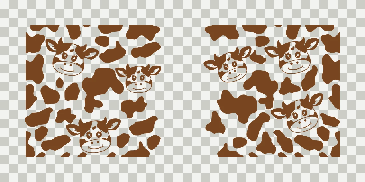 Cow Can Glass Wrap Spots Pattern With Cattle repeating black transparency and detail preview thumbnail