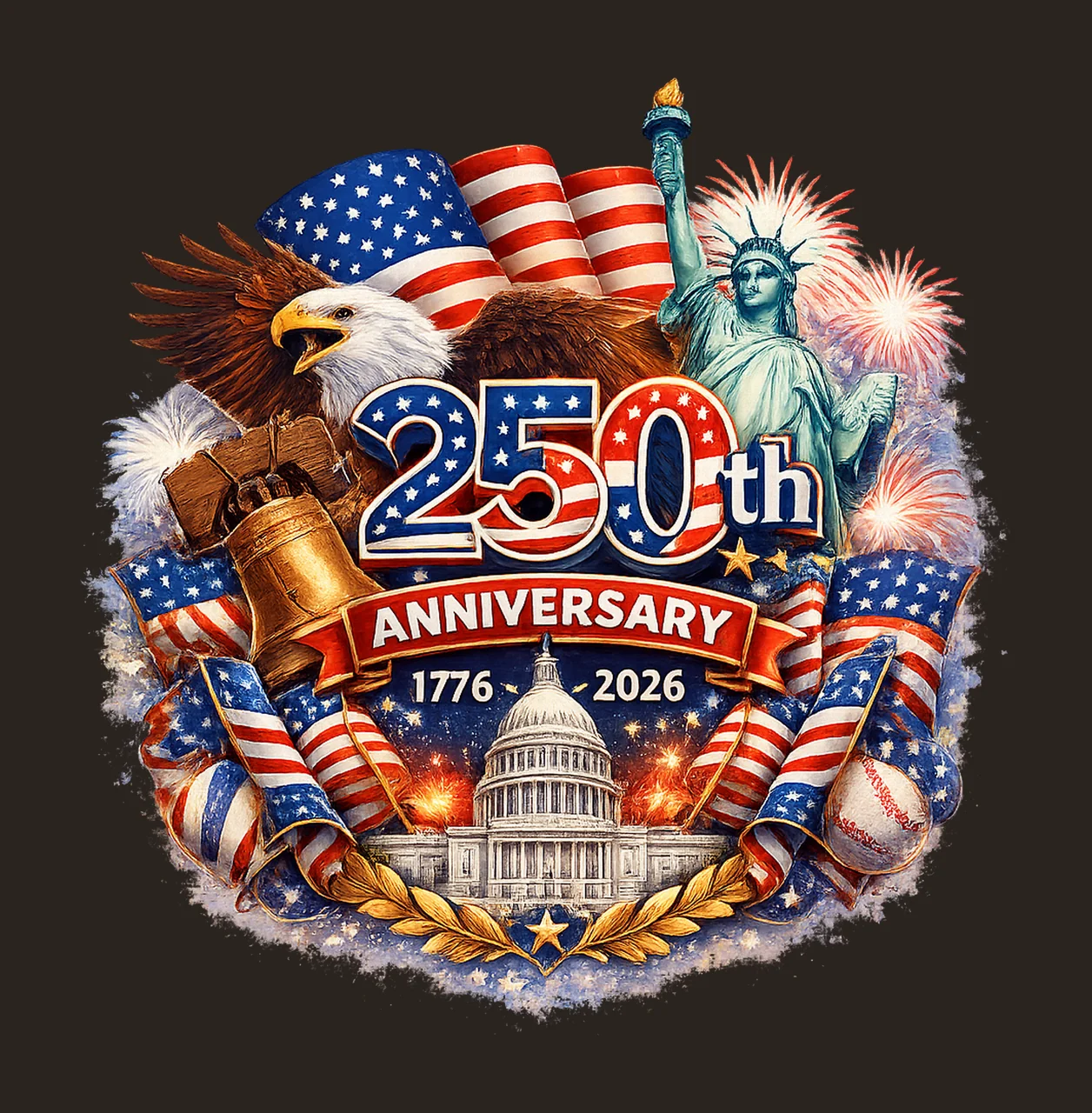 USA 250th Anniversary Patriotic Shirt Design Independence contrast preview thumbnail