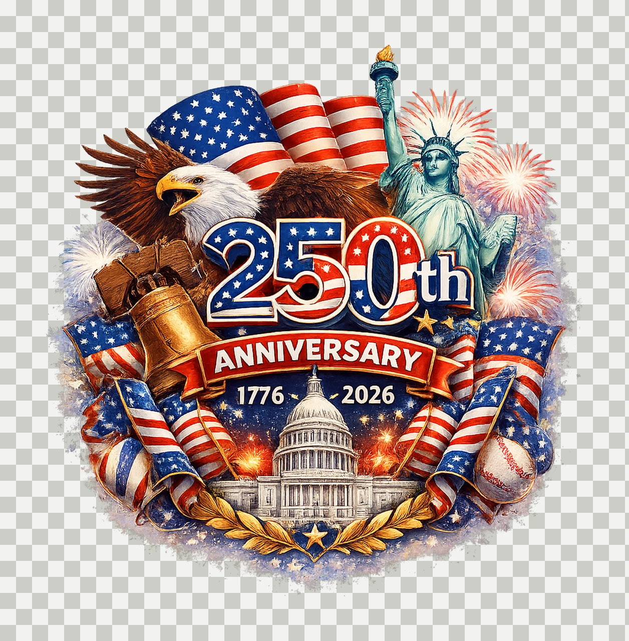 USA 250th Anniversary Patriotic Shirt Design Independence transparency and detail preview thumbnail