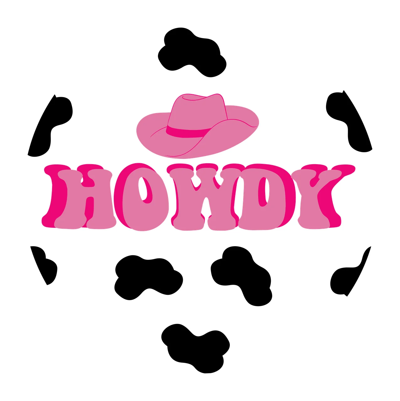 Keychain Howdy Circular Graphic With Cowboy Hat circle cow print spots