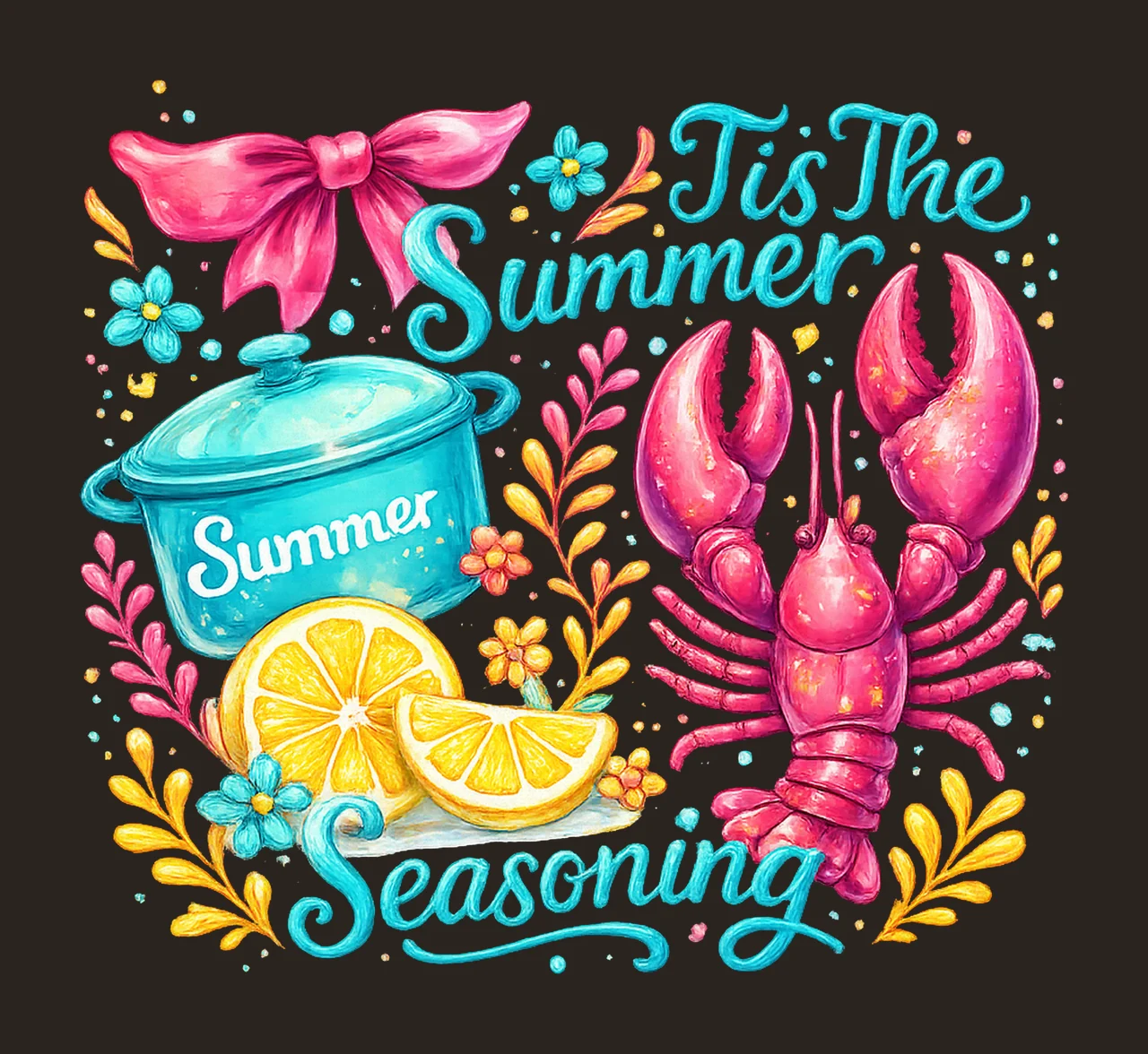 Preppy Brushstroke Tis The Season Crawfish Boil Crawfish contrast preview thumbnail