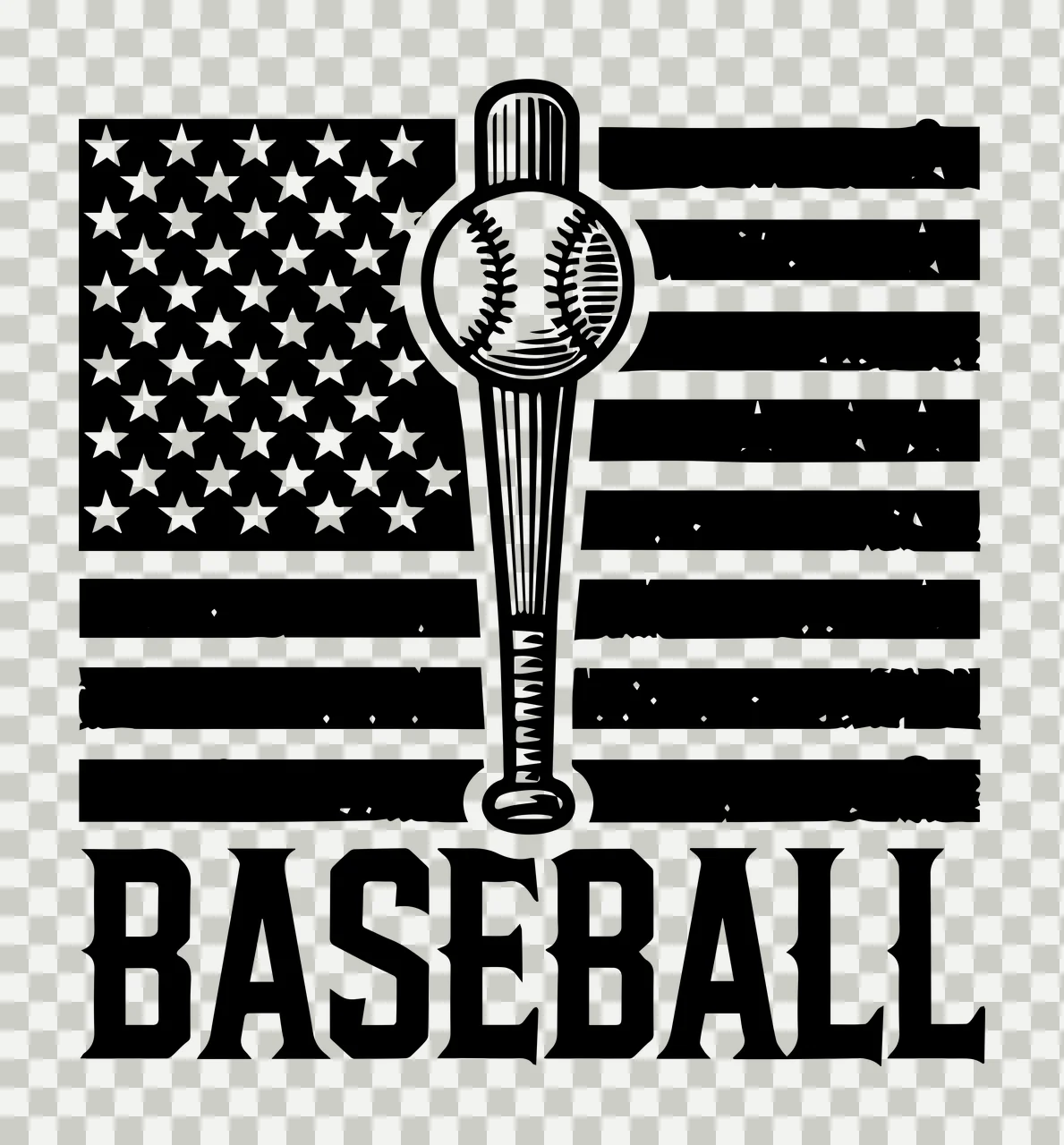 Baseball Flag Ball Stylized Graphic Icon bat and stationary transparency and detail preview thumbnail