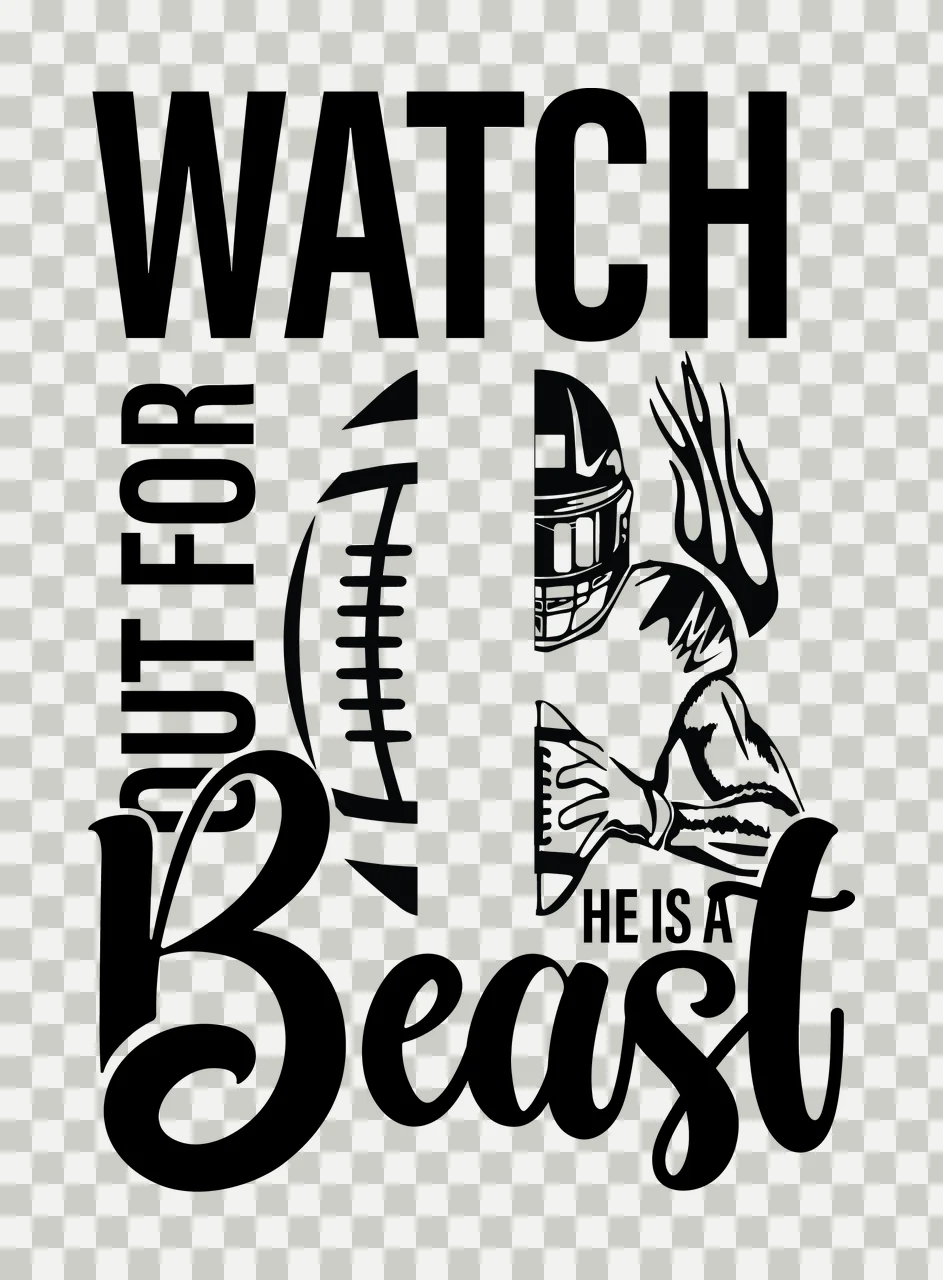 Watch Out For He Is A Beast football player holding helmet transparency and detail preview thumbnail