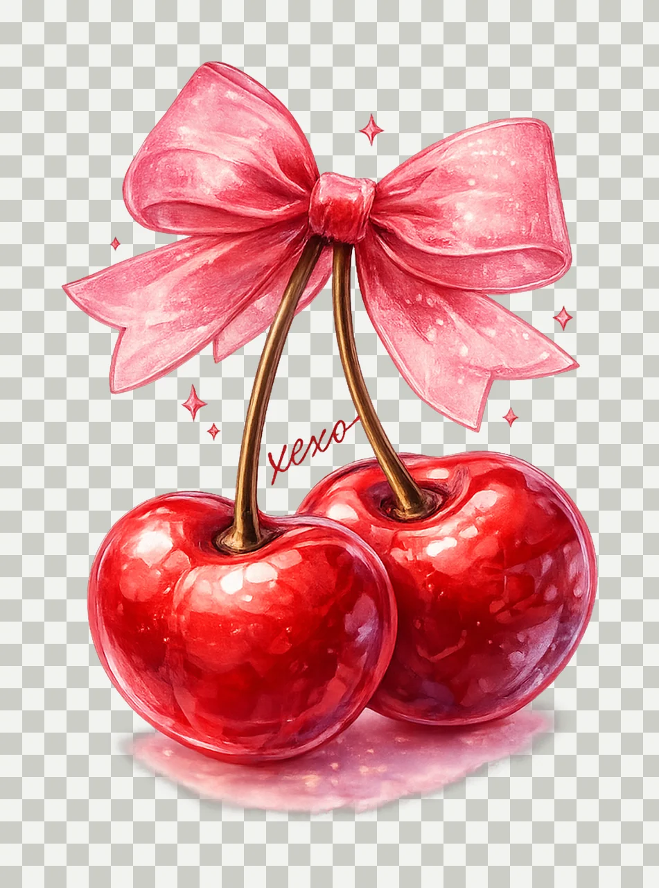 Cherry Bowpink Trendy Cherry Design Coquette Bow Shirt transparency and detail preview thumbnail