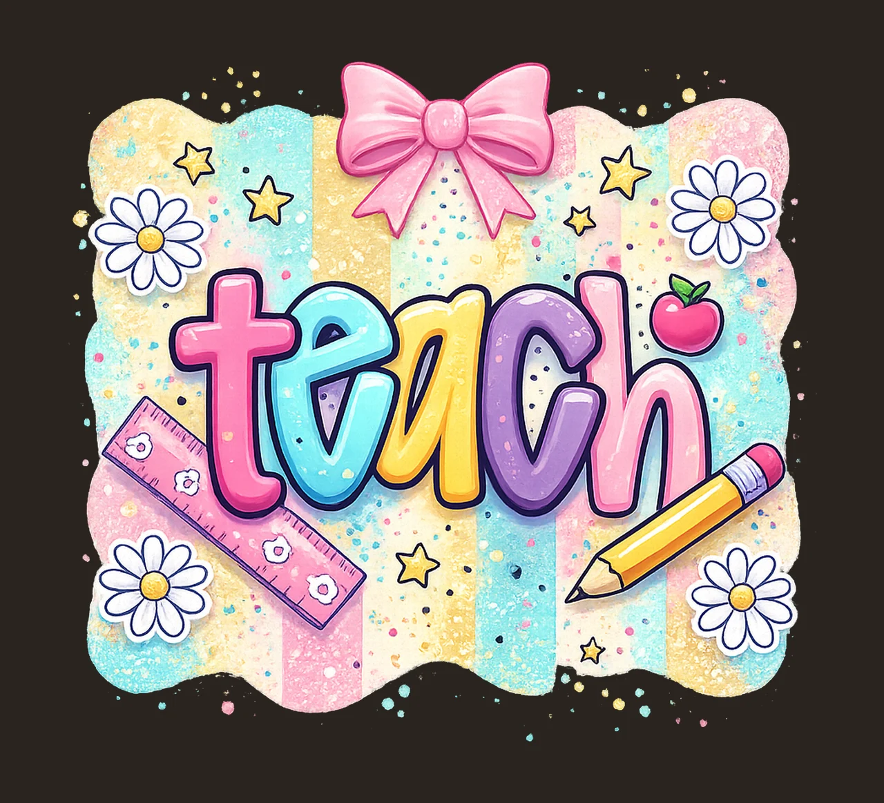 Coquette Teacher Retro Stripes Design for Back to School contrast preview thumbnail