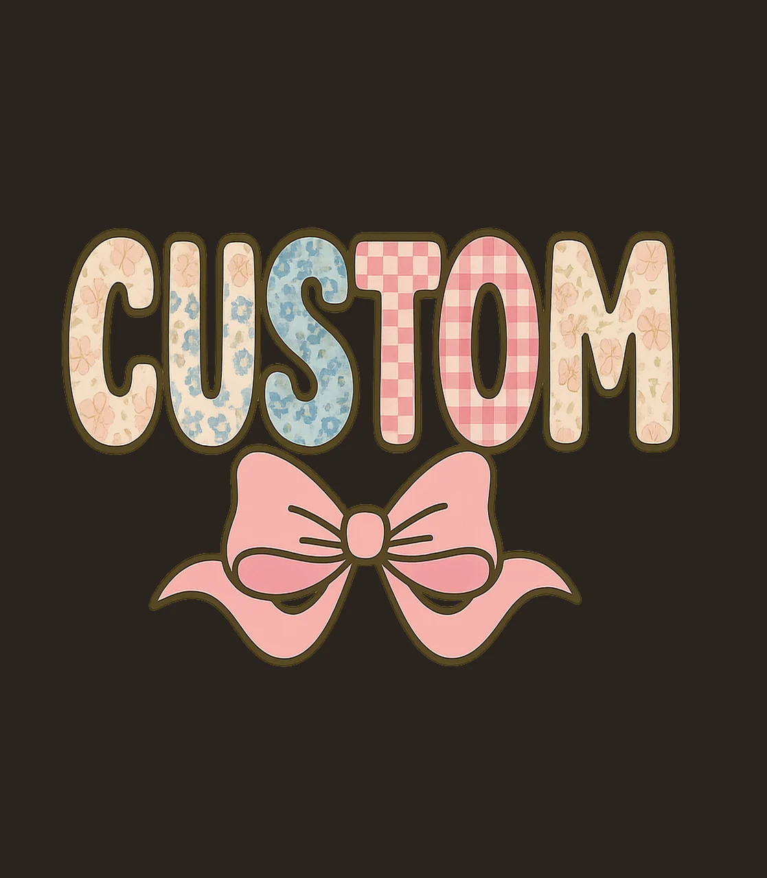 Custom Lettering Decorated With Bow And Typography pattern contrast preview thumbnail