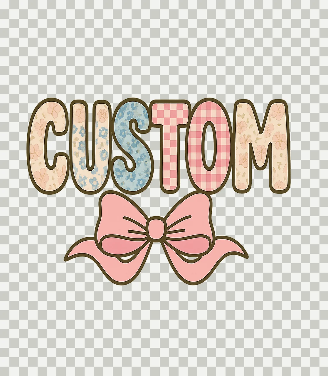Custom Lettering Decorated With Bow And Typography pattern transparency and detail preview thumbnail