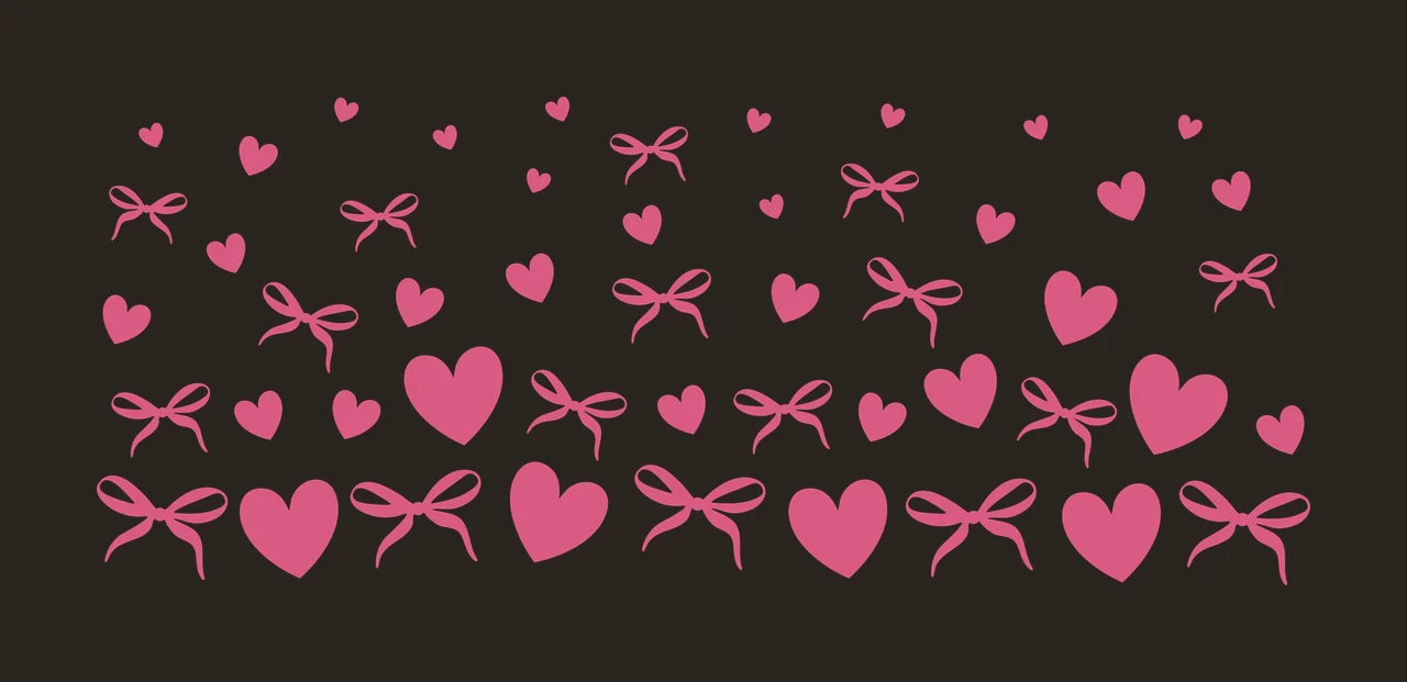 Bow Can Glass Wrap Hearts And Bows Decorative scattered silhouette contrast preview thumbnail