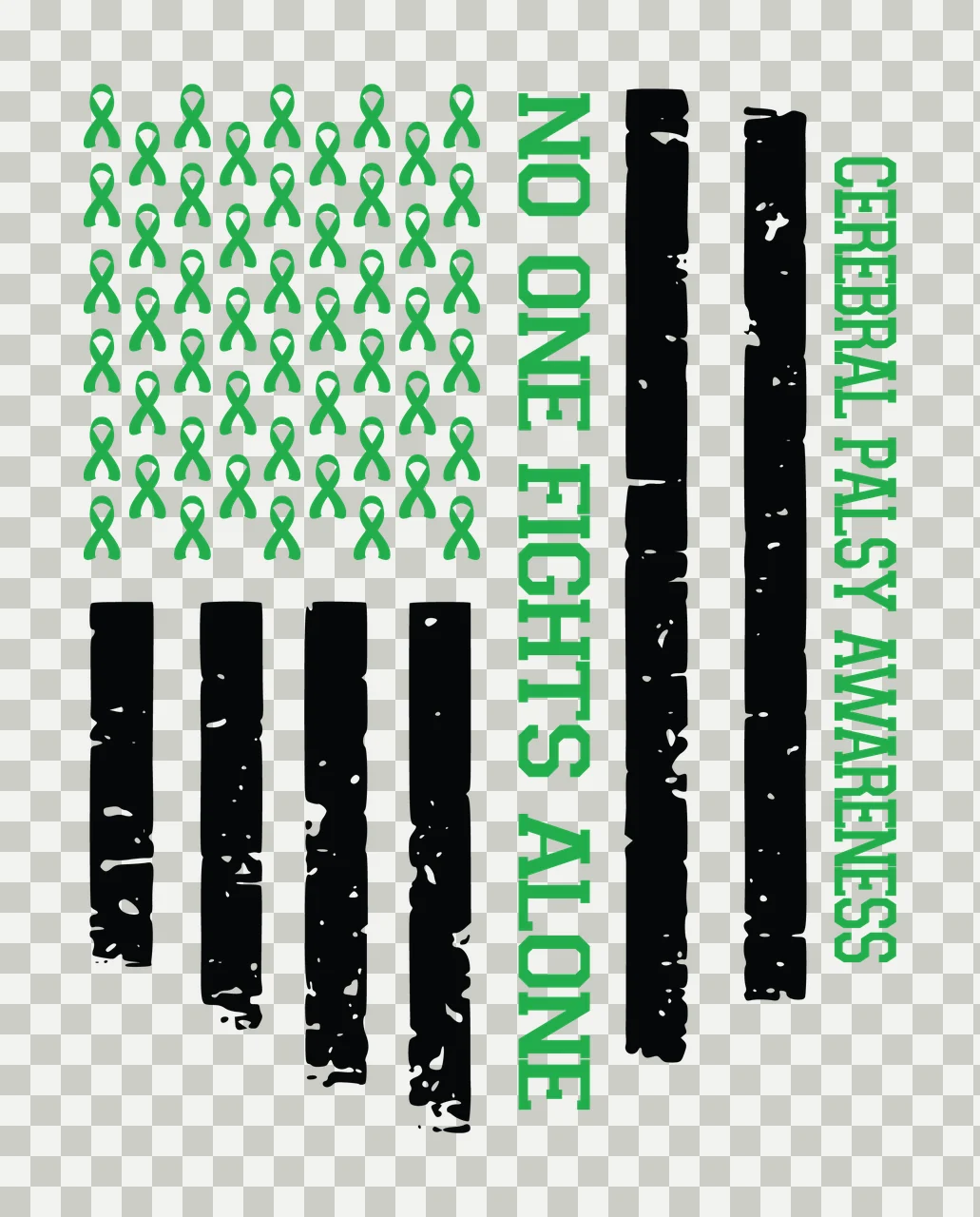 Cerebral Palsy Awareness Ribbon Flag with ribbons stripes distressed transparency and detail preview thumbnail