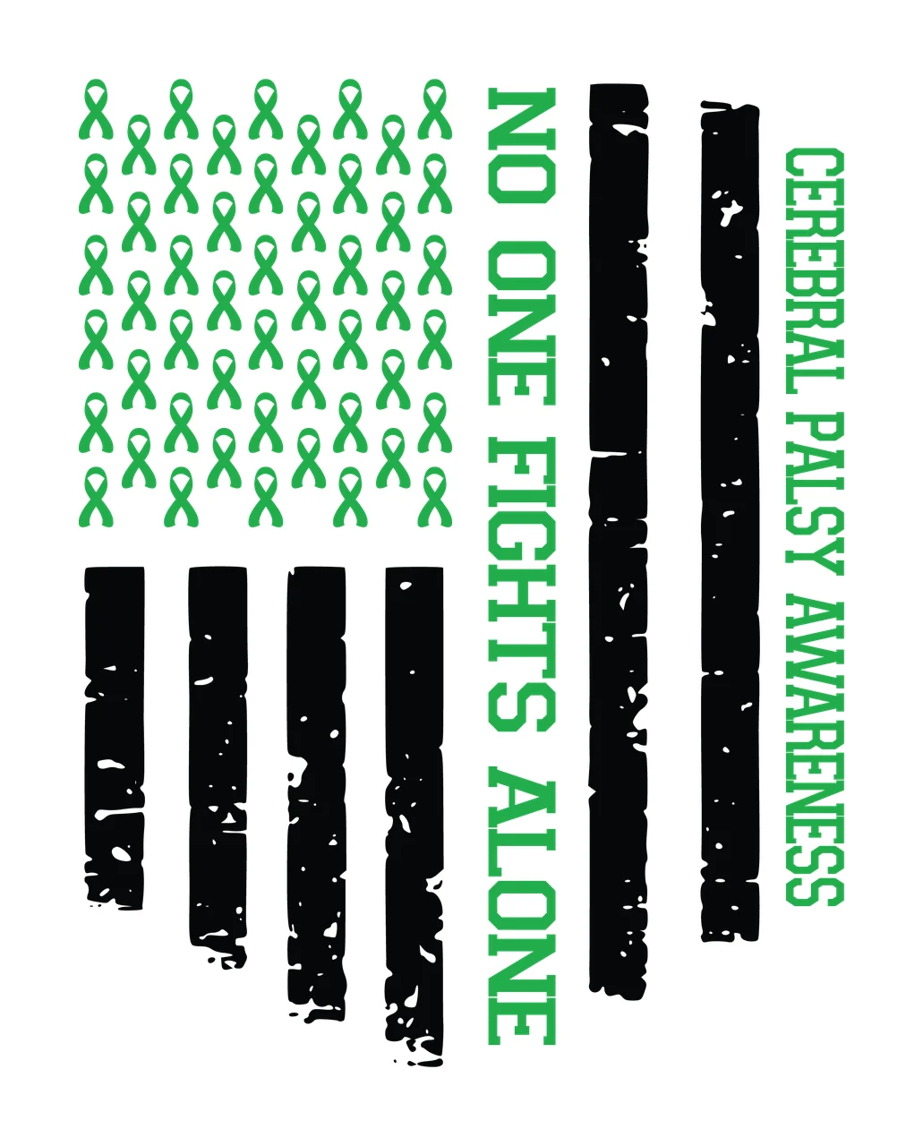 Cerebral Palsy Awareness Ribbon Flag with ribbons stripes distressed