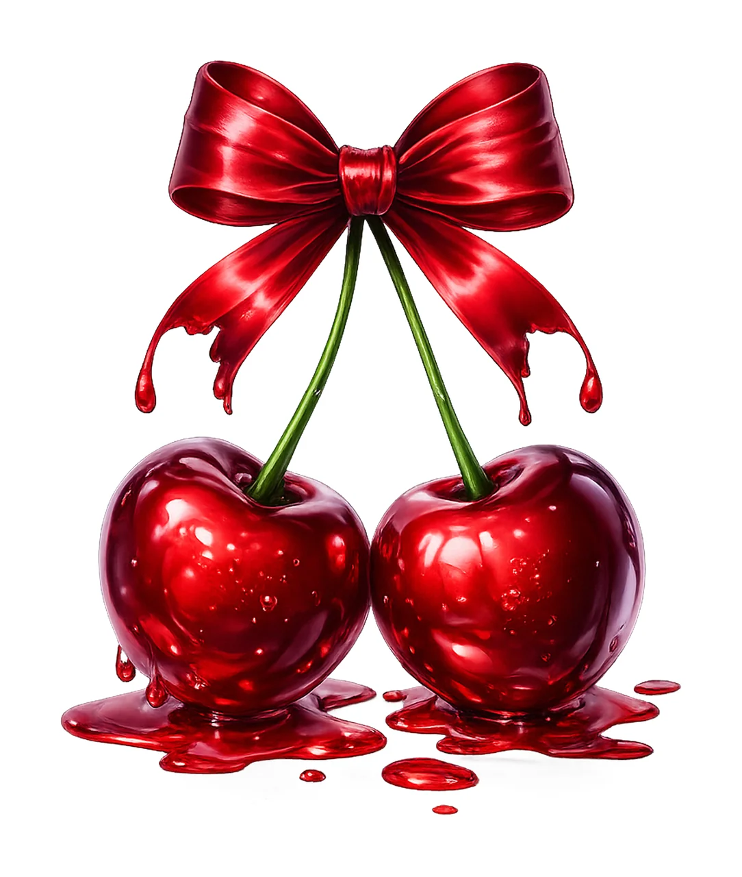 Cherry Bow Coquette Valentine Artwork Romantic Fruit Design