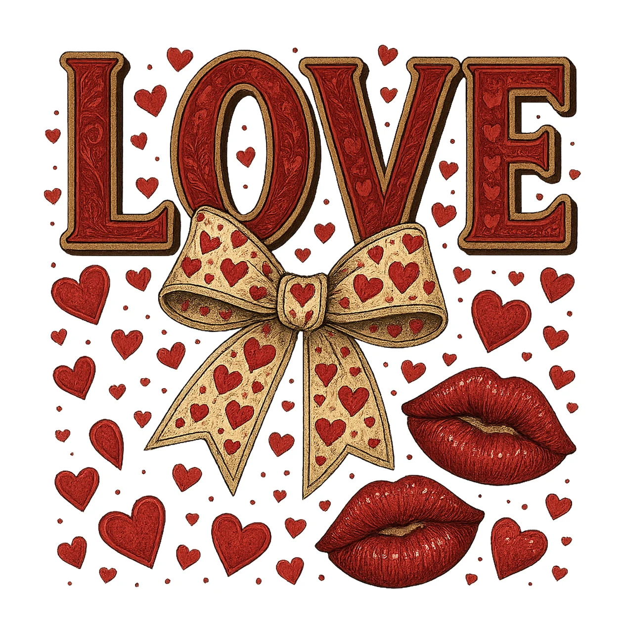 Love checkered bow design Valentine Day heart sleeve design
