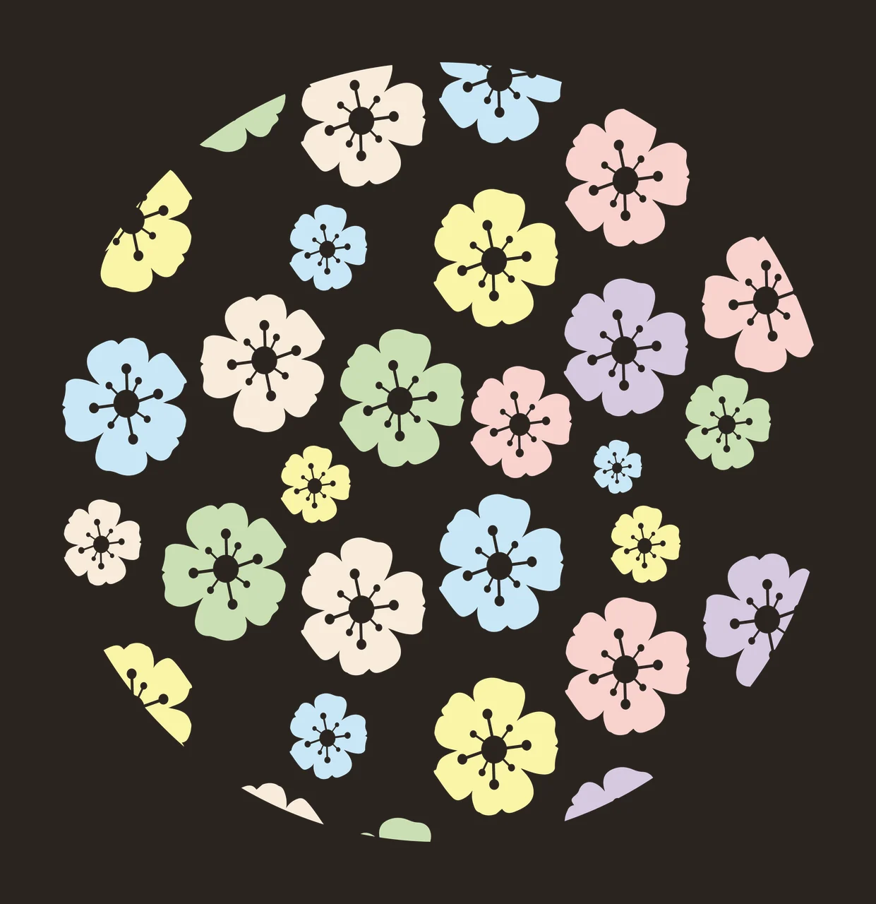Keychain Black And White Flower Pattern flowers petals stamens contrast preview thumbnail