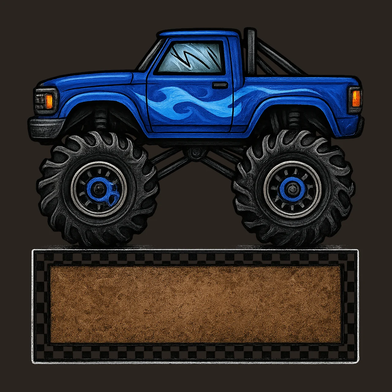 Monster truck royal blue with name patch Sublimation Design contrast preview thumbnail
