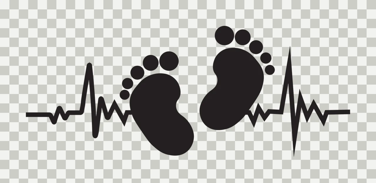 Feet Baby Heartbeat Line Graphic art black plain health silhouette transparency and detail preview thumbnail