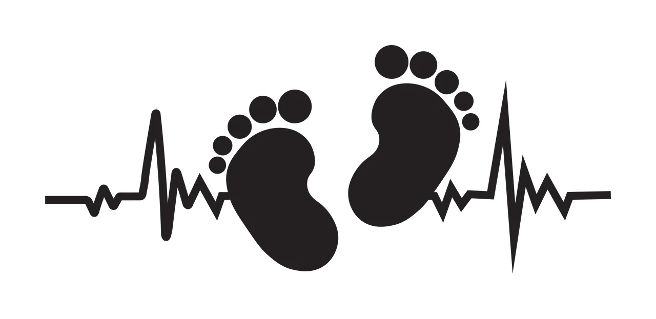 Feet Baby Heartbeat Line Graphic art black plain health silhouette