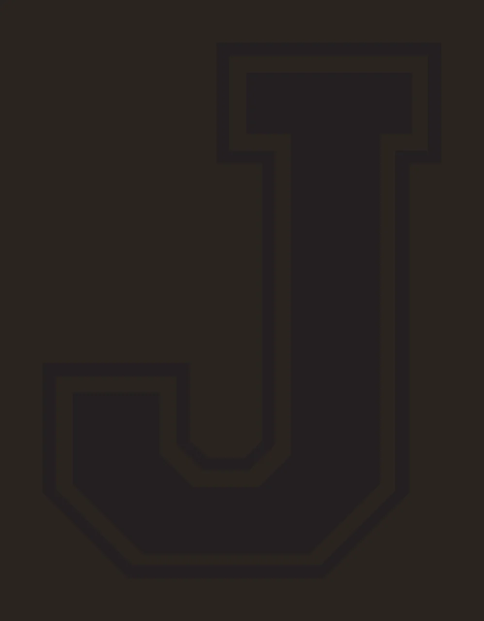 J Letter Design with double outline, serif top cap and athletic block font in black and white contrast preview thumbnail