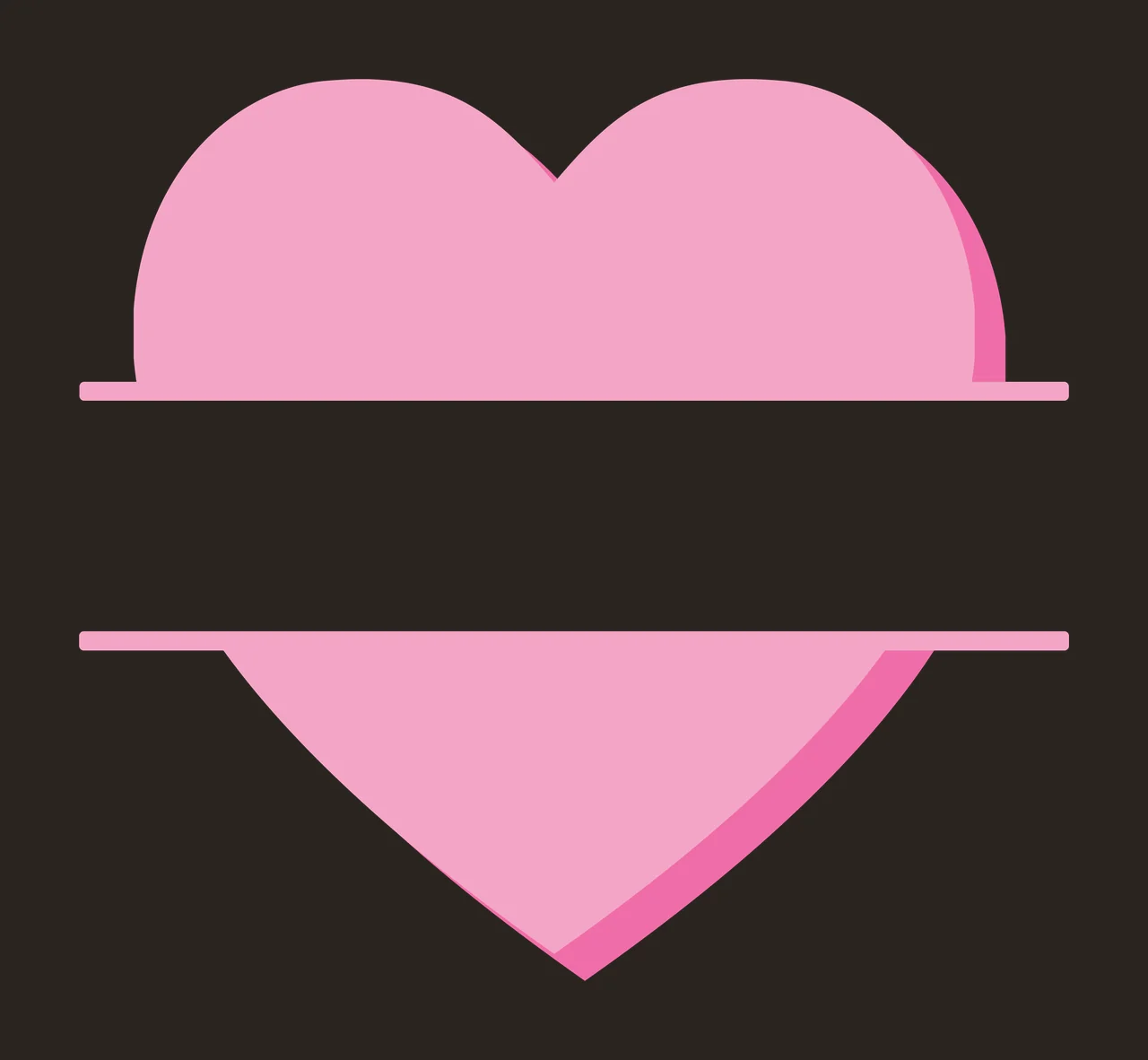 Keychain Black Heart With Horizontal Gap shape minimalist silhouette contrast preview thumbnail