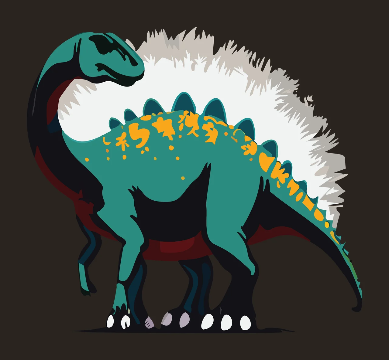 Dinosaur Black Silhouette Facing Left spikes minimalist plain contrast preview thumbnail
