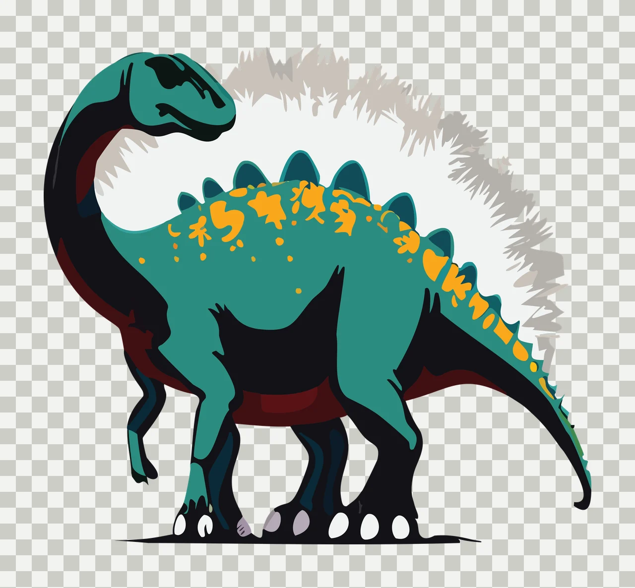 Dinosaur Black Silhouette Facing Left spikes minimalist plain transparency and detail preview thumbnail