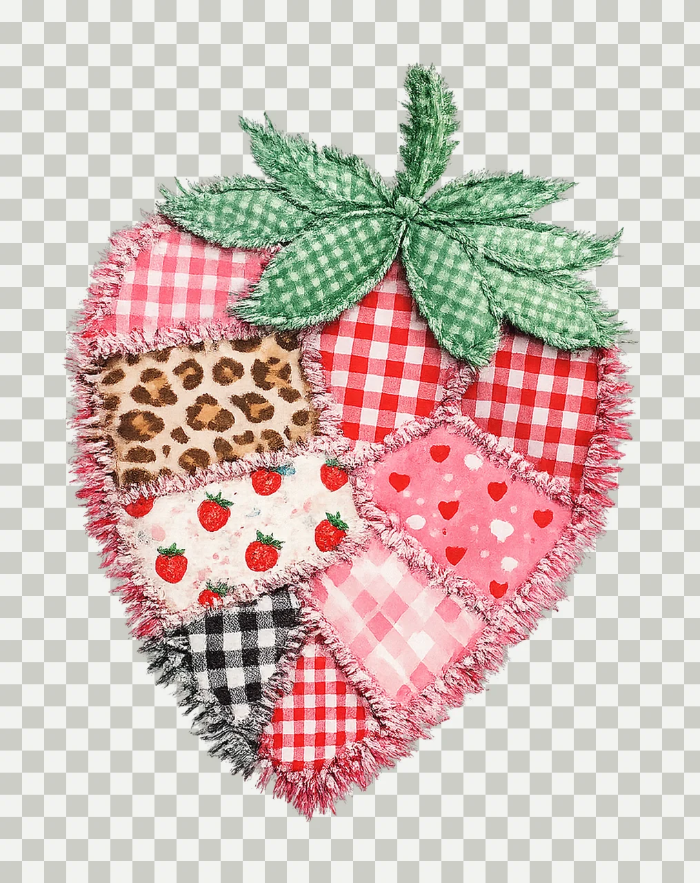 Patchwork Strawberry Vintage Quilt Design Retro Variation A transparency and detail preview thumbnail
