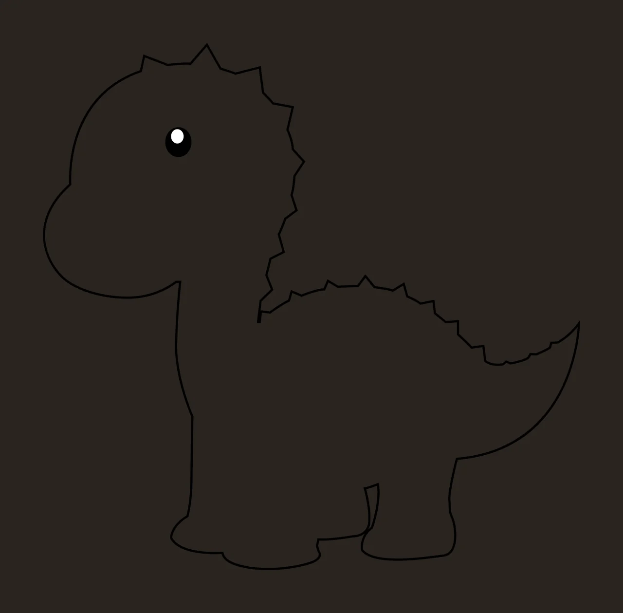 Dinosaur Simple Outline With Spikes standing tail eye line drawing contrast preview thumbnail