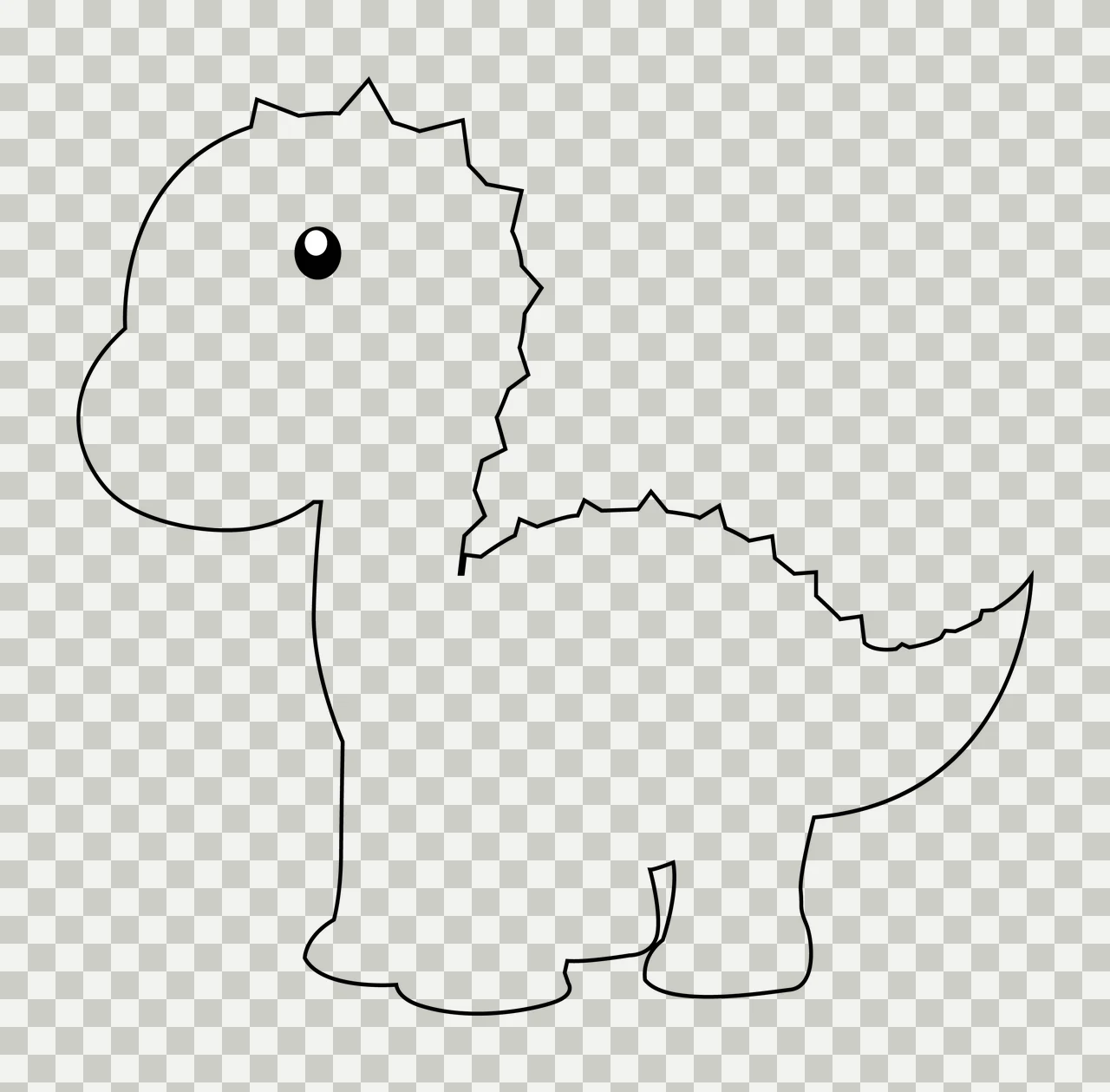 Dinosaur Simple Outline With Spikes standing tail eye line drawing transparency and detail preview thumbnail