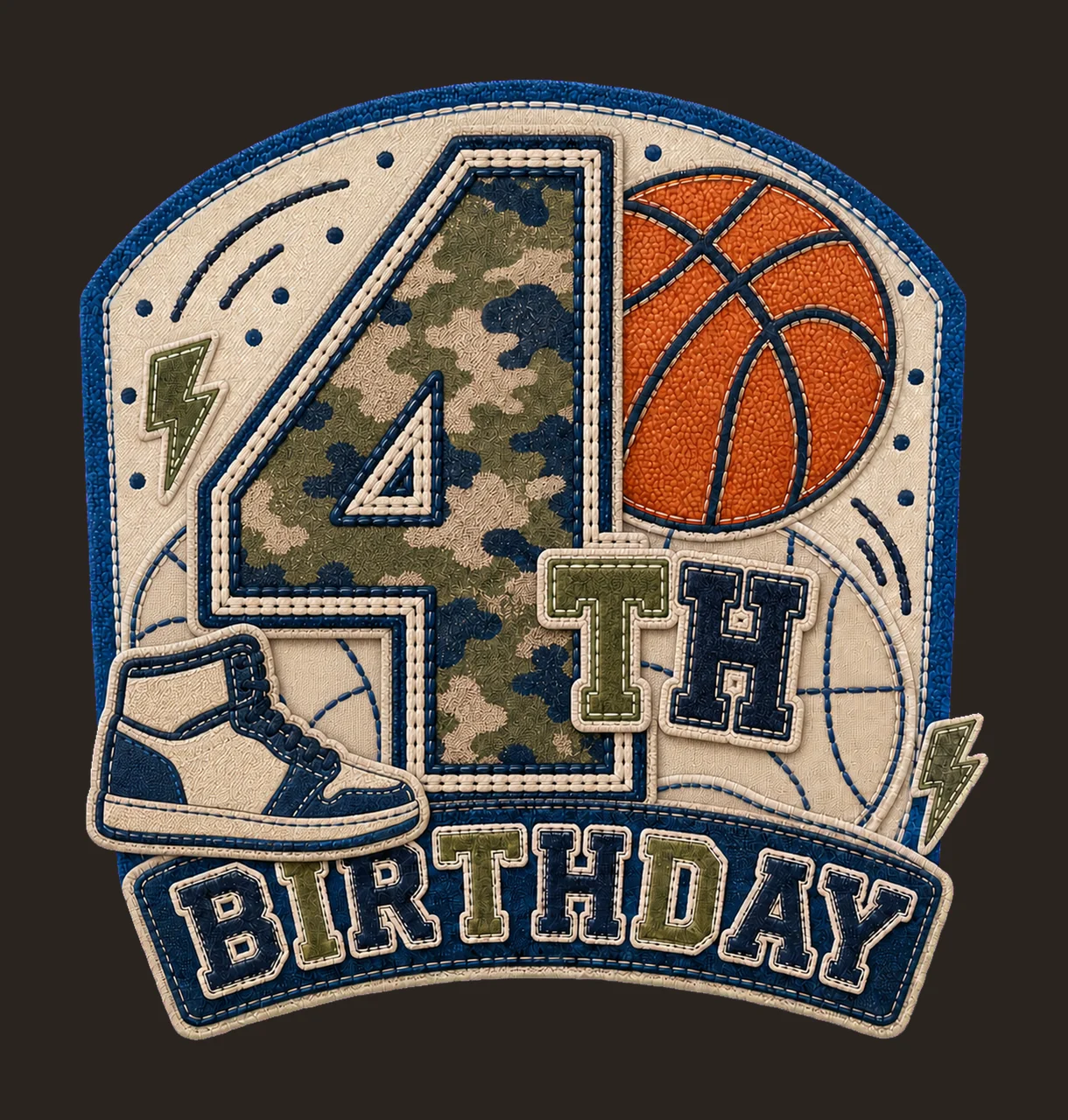 Star Camo Basketball Birthday age 04 contrast preview thumbnail